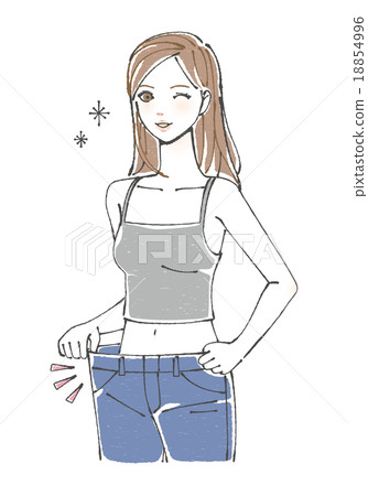 Illustration of a woman who succeeded in dieting Illustration of a woman who succeeded in dieting 18854996