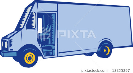 Delivery Van Side Woodcut Delivery Van Side Woodcut 18855297