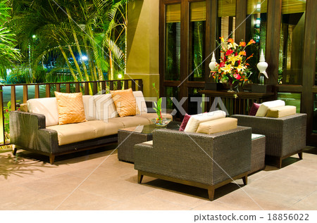 Spacious living room is decorated with soft lights 18856022