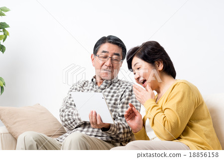 Stock Photo: middle and old aged, married couples, husband and wife