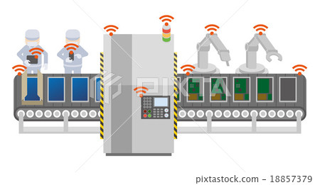 Industry 4.0 Image illustration (belt conveyor and industrial machine) Industry 4.0 Image illustration (belt conveyor and industrial machine) 18857379