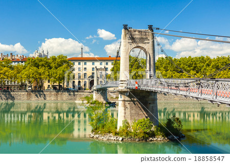 Old bridge over Rhone river in Lyon, Franc Old bridge over Rhone river in Lyon, Franc 18858547