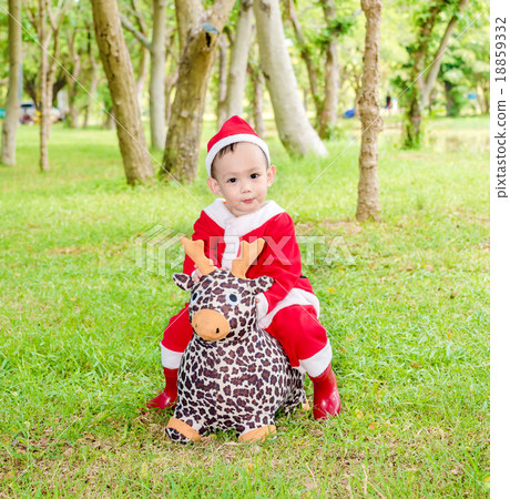 Asian baby boy in santa claus suit Asian baby boy in santa claus suit 18859332