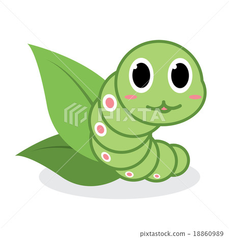 Cute green worm cartoon 18860989