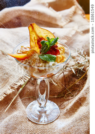 Homemade ice cream with mint Homemade ice cream with mint 18861549