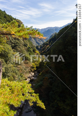 從高知縣Nodoyogawa鎮的Nakatsu Gorge Valley天文台景觀 從高知縣Nodoyogawa鎮的Nakatsu Gorge Valley天文台景觀 18864167
