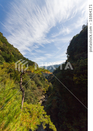 從高知縣Nodoyogawa鎮的Nakatsu Gorge Valley天文台景觀 從高知縣Nodoyogawa鎮的Nakatsu Gorge Valley天文台景觀 18864171