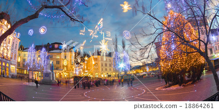 Ljubljana's city center decorated for Christmas. Ljubljana's city center decorated for Christmas. 18864261