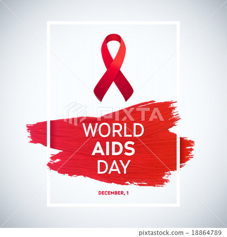 World Aids Day concept  Red brush stroke poster 18864789