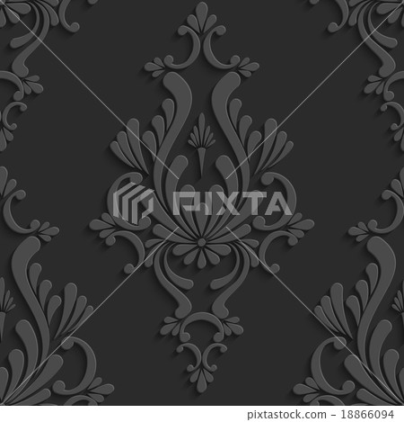 Black 3d Floral Damask Seamless Pattern Black 3d Floral Damask Seamless Pattern 18866094