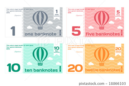 Vector Abstract Cute Color Banknote Templates Set 18866103