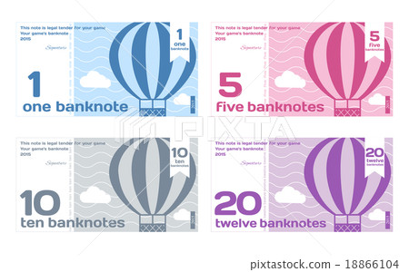 Vector Abstract Cute Color Banknotes Set 18866104