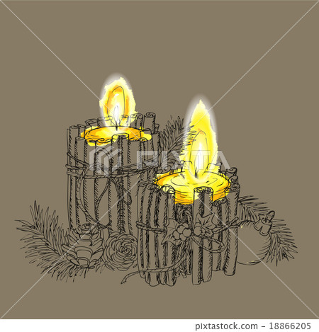 Christmas Candle  in doodle style black on white 18866205