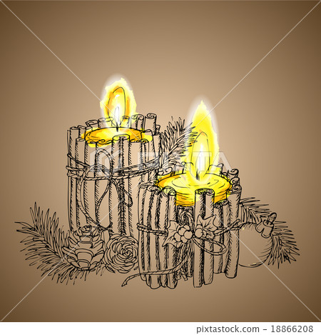 Christmas Candle  in doodle style black on white 18866208