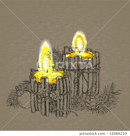 Christmas Candle in doodle style black on white Christmas Candle in doodle style black on white 18866210