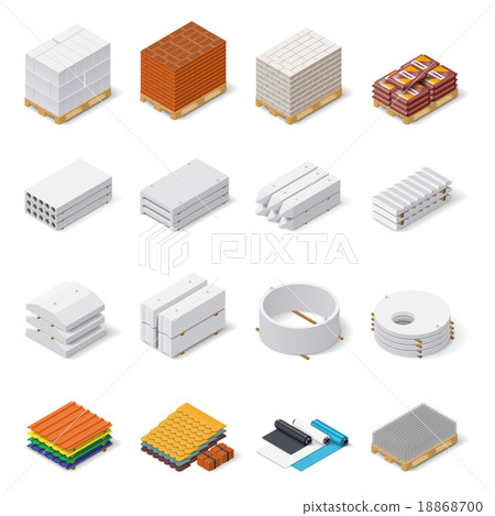Construction materials isometric icon set Construction materials isometric icon set 18868700