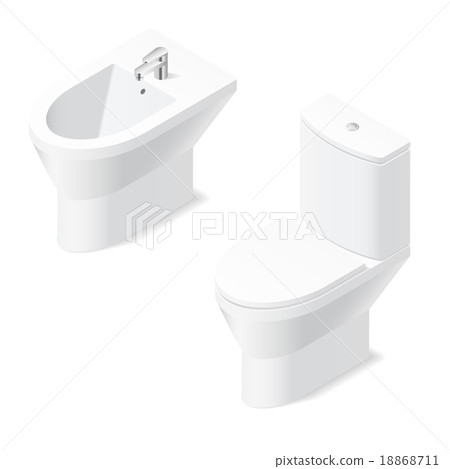 Toilet and bidet isometric icon Toilet and bidet isometric icon 18868711