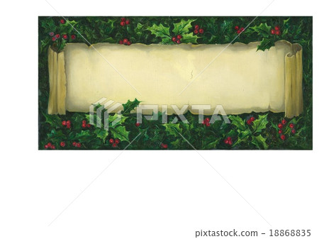Christmas Oil Pacific Type 6 Horizontal Position Frame with holly leaves Characters can be inserted in the center 18868835