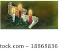 Christmas oil color 6 type Horizontal position Candle and three candles and letters in the feather margin of Hollyy 18868836