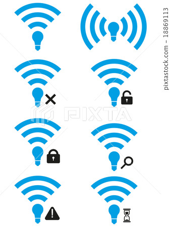 Set of Li-Fi wireless access icons Set of Li-Fi wireless access icons 18869113