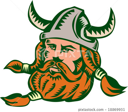 Viking Warrior Head Woodcut 18869931