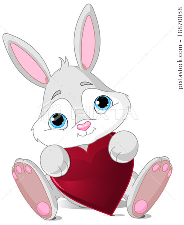 插图素材: bunny holds heart