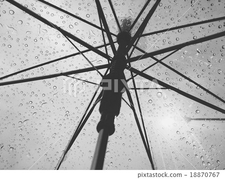 Umbrella with rain drops 18870767
