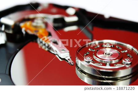 Close up inside of Harddisk on white background Close up inside of Harddisk on white background 18871220
