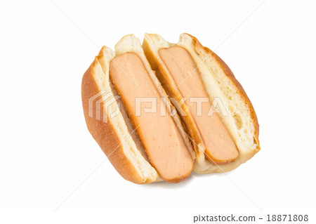 Slice sausage buns isolated on white background 18871808