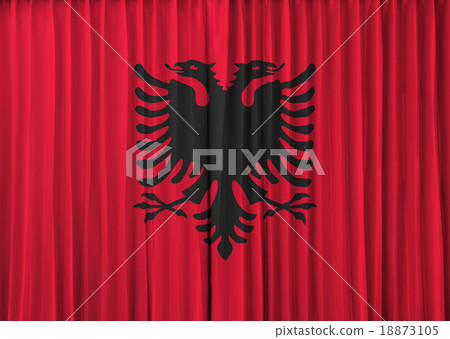 Albania flag on curtain 18873105