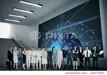 Composite image of multiethnic business people standing side by 18873803