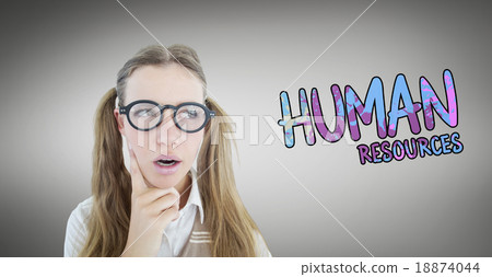Composite image of female geeky hipster looking confused Composite image of female geeky hipster looking confused 18874044