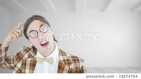 Composite image of geeky hipster scratching his head 18874764