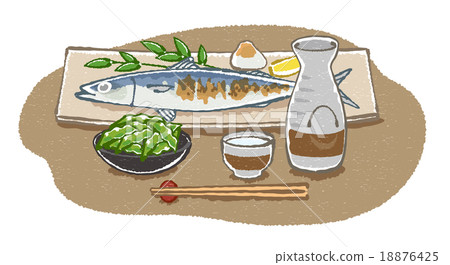 Japanese sake and Japanese illustration 18876425
