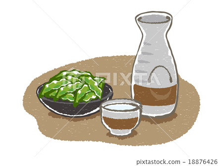 Sake and Edamame illustration 18876426