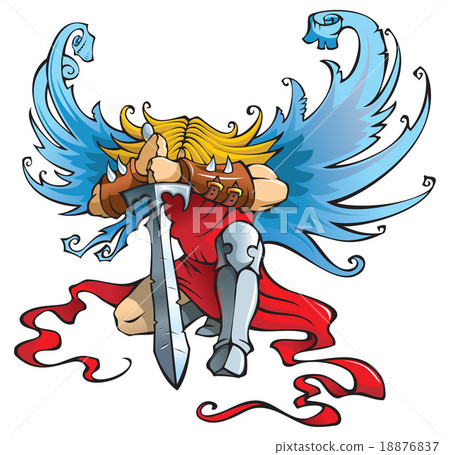 Angel with large sword, vector illustration Angel with large sword, vector illustration 18876837