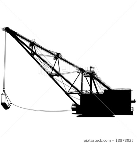 Dragline walking excavator with a ladle. Vector  18878025