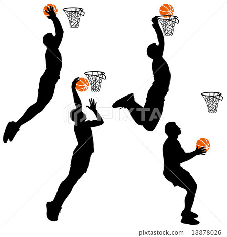 Black silhouettes of men playing basketball  18878026