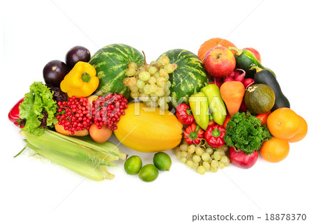 Collection fruit and vegetables on white 18878370