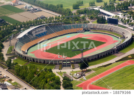 富山縣一般運動公園運動體育場鳥瞰圖 照片素材 圖片 圖庫