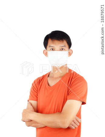 Asian man wearing a face mask Asian man wearing a face mask 18879571