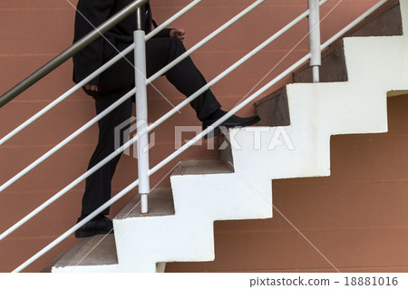 businessman leaps on stair, big step, raise fast 18881016