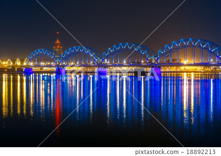 Railway Bridge at night, Riga, Latvia Railway Bridge at night, Riga, Latvia 18892213