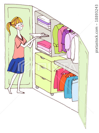 Women who store clothes (with color variations) 18893243