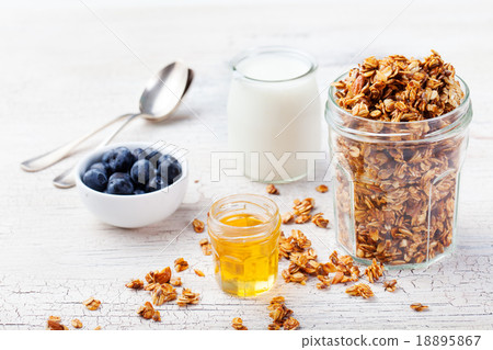 Healthy breakfast Fresh granola, muesli Healthy breakfast Fresh granola, muesli 18895867