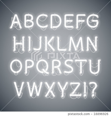 White Glowing Neon Alphabet 18896926