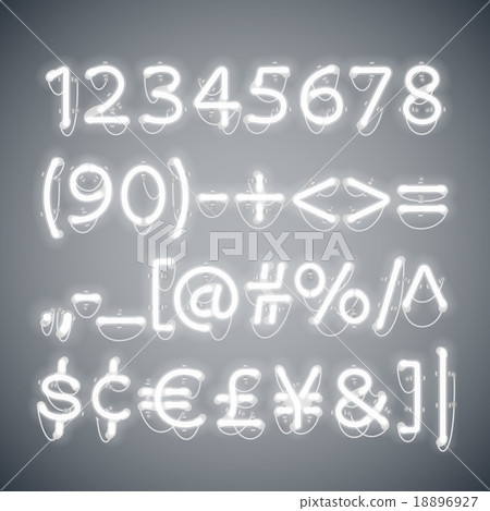 White Glowing Neon Numbers 18896927