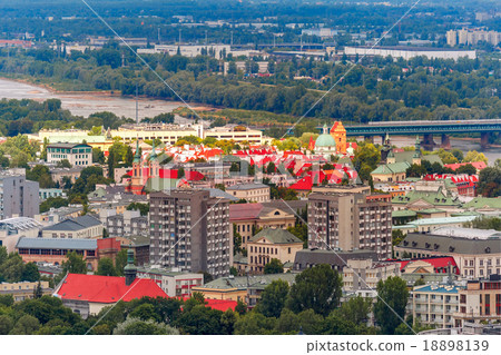 Aerial view of modern and Old town, Warsaw, Poland 18898139
