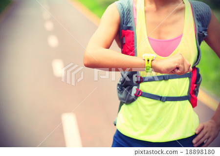 Runner athlete running on forest trail. Runner athlete running on forest trail. 18898180
