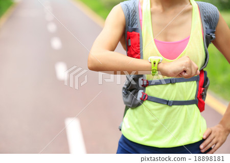 Runner athlete running on forest trail. Runner athlete running on forest trail. 18898181